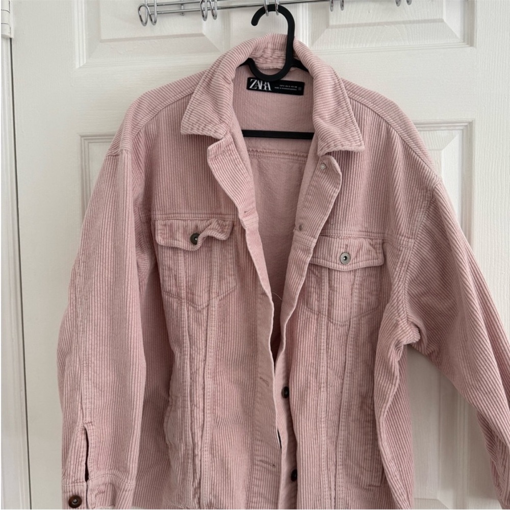 Zara Soft Pink Corduroy Work Jacket with pockets S